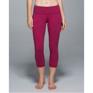 LULULEMON Wunder Under Crop Leggings Diamond Jacquard Space Dye Size 6